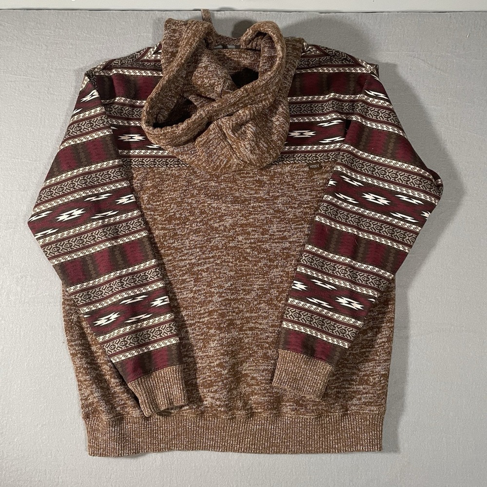 Hooey Brown and Maroon Patterned Pullover Hoodie - Picture 4 of 7